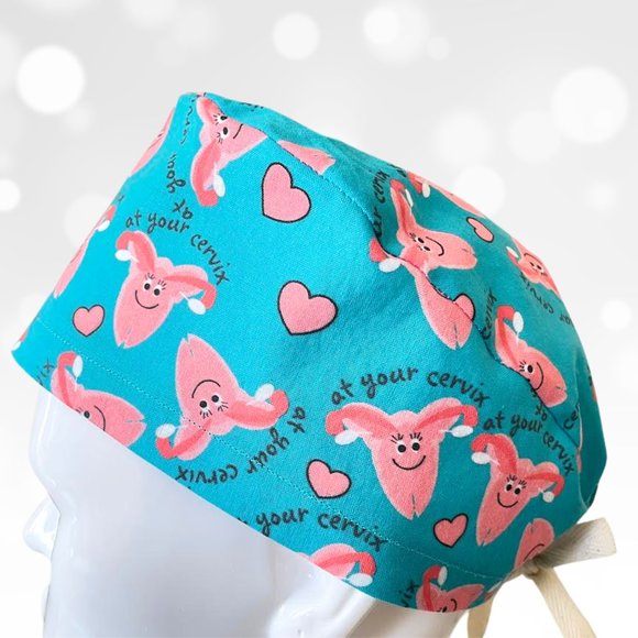PREMIUM At Your Cervix Print Cap| Scrub Hat| OR Scrub Cap| CRNA Surgical Cap - Picture 1 of 5